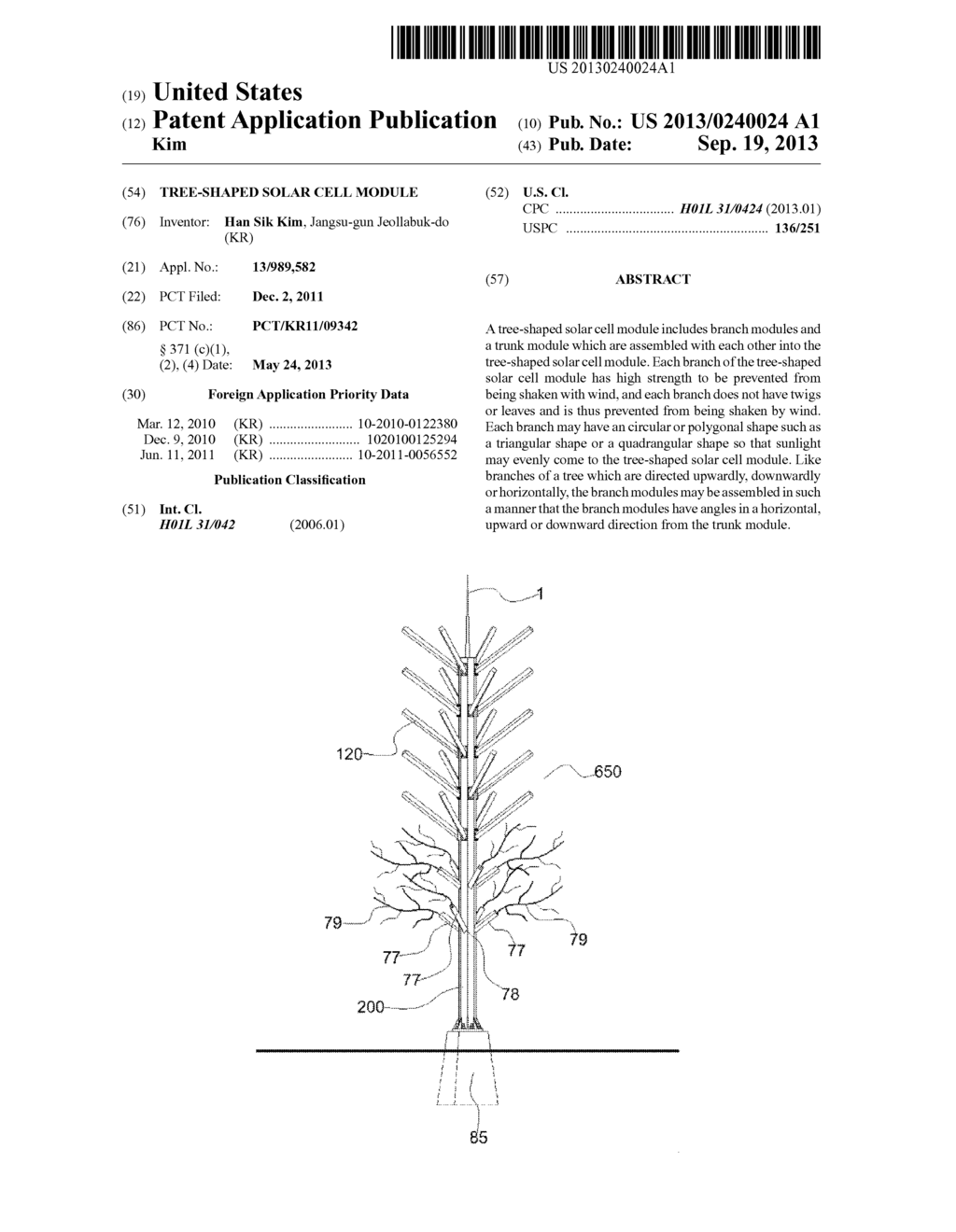 TREE-SHAPED SOLAR CELL MODULE - diagram, schematic, and image 01