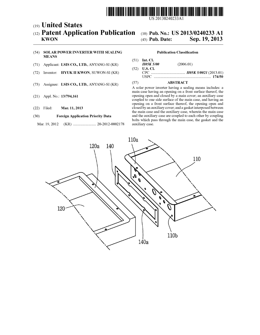 SOLAR POWER INVERTER WITH SEALING MEANS - diagram, schematic, and image 01