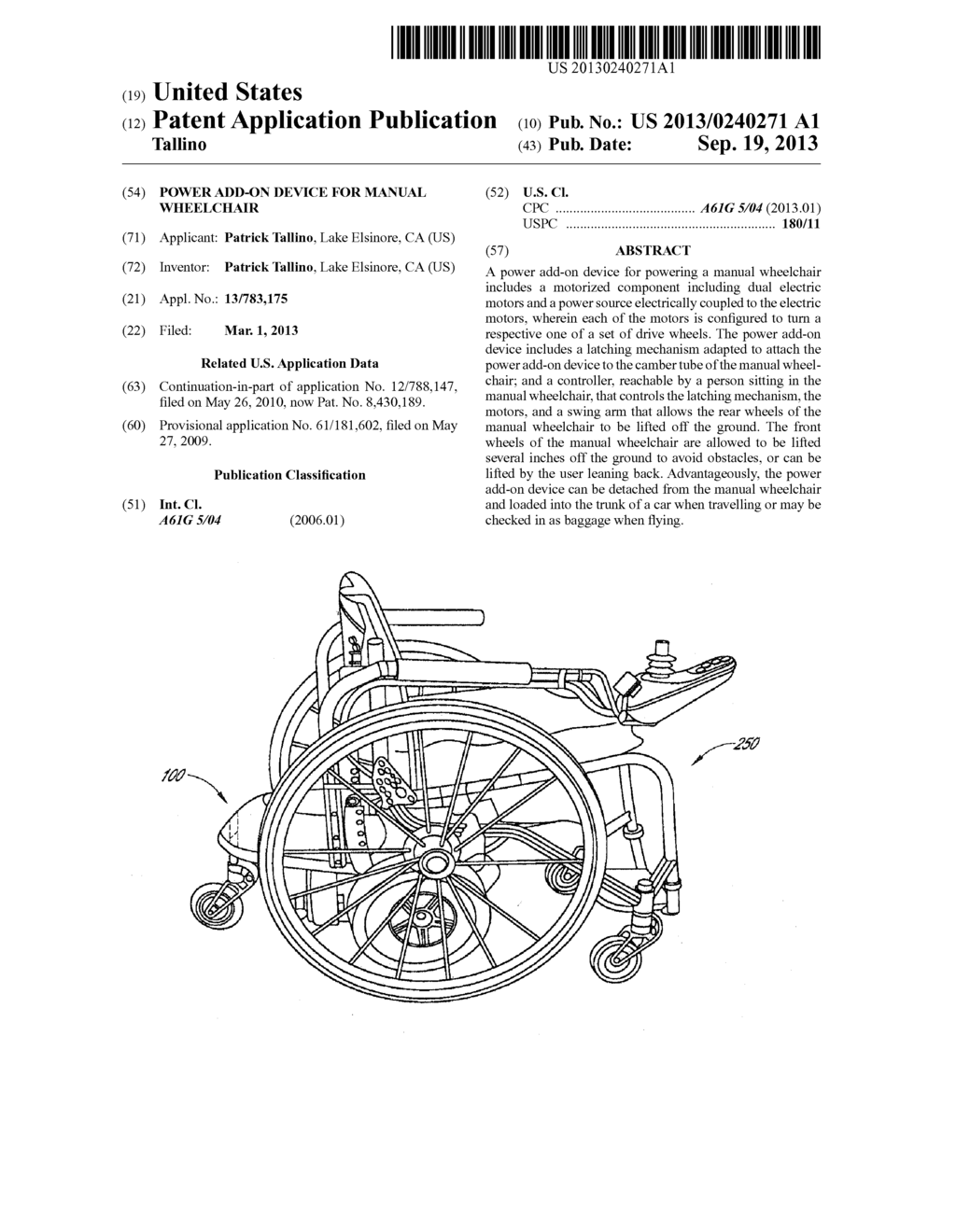 POWER ADD-ON DEVICE FOR MANUAL WHEELCHAIR - diagram, schematic, and image 01