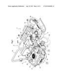 WORK VEHICLE WITH ENGINE MOUNTED REARWARDLY diagram and image