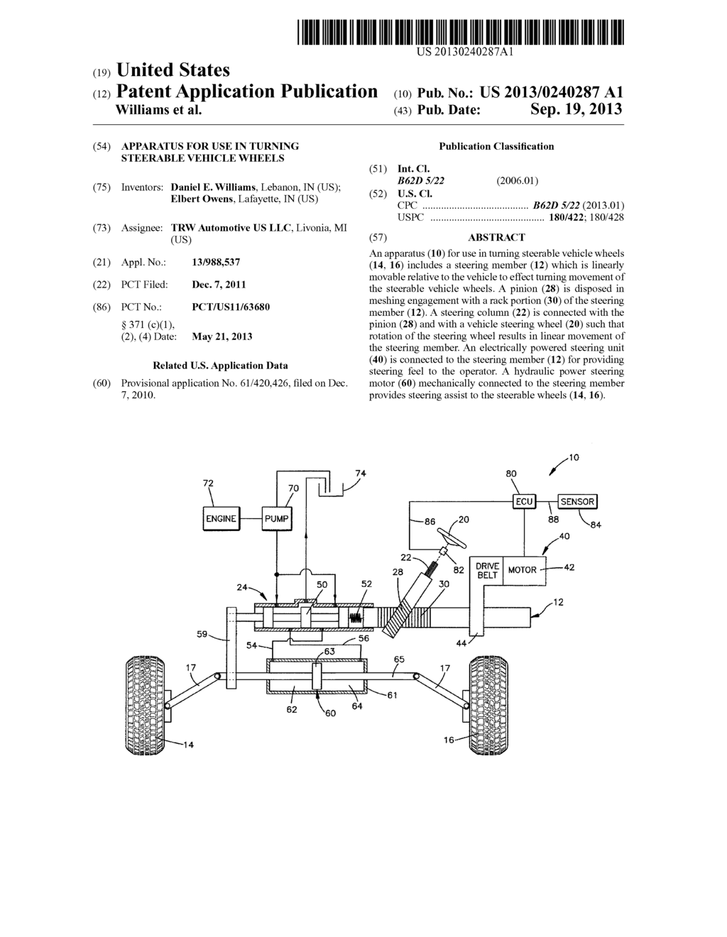 APPARATUS FOR USE IN TURNING STEERABLE VEHICLE WHEELS - diagram, schematic, and image 01