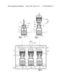 DEVICE FOR STOPPING A CONTAINER, CONTAINER PROVIDED WITH SUCH A DEVICE,     AND METHOD FOR CLOSING A BATCH OF SUCH CONTAINERS diagram and image