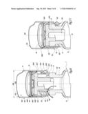 DEVICE FOR STOPPING A CONTAINER, CONTAINER PROVIDED WITH SUCH A DEVICE,     AND METHOD FOR CLOSING A BATCH OF SUCH CONTAINERS diagram and image