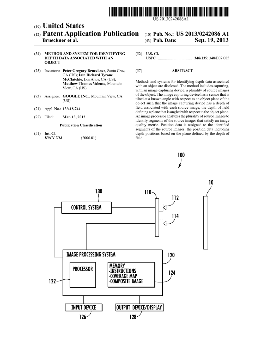 Method and System for Identifying Depth Data Associated with an Object - diagram, schematic, and image 01