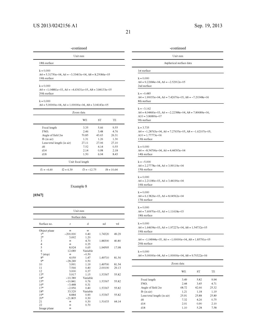 ZOOM LENS, IMAGE PICKUP APPARATUS USING THE SAME, AND INFORMATION     PROCESSING APPARATUS - diagram, schematic, and image 56