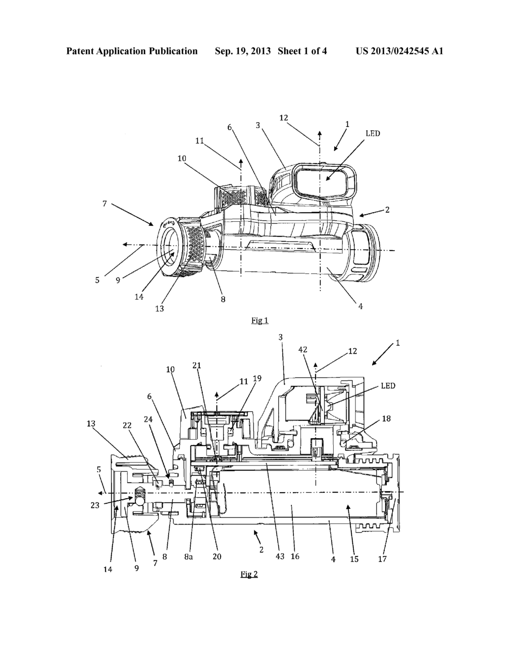 PORTABLE ELECTRIC LAMP WITH A COMPACT CASING HOUSING A LIGHTING MODULE     CONTROLLED BY A ROTARY ACTUATOR - diagram, schematic, and image 02