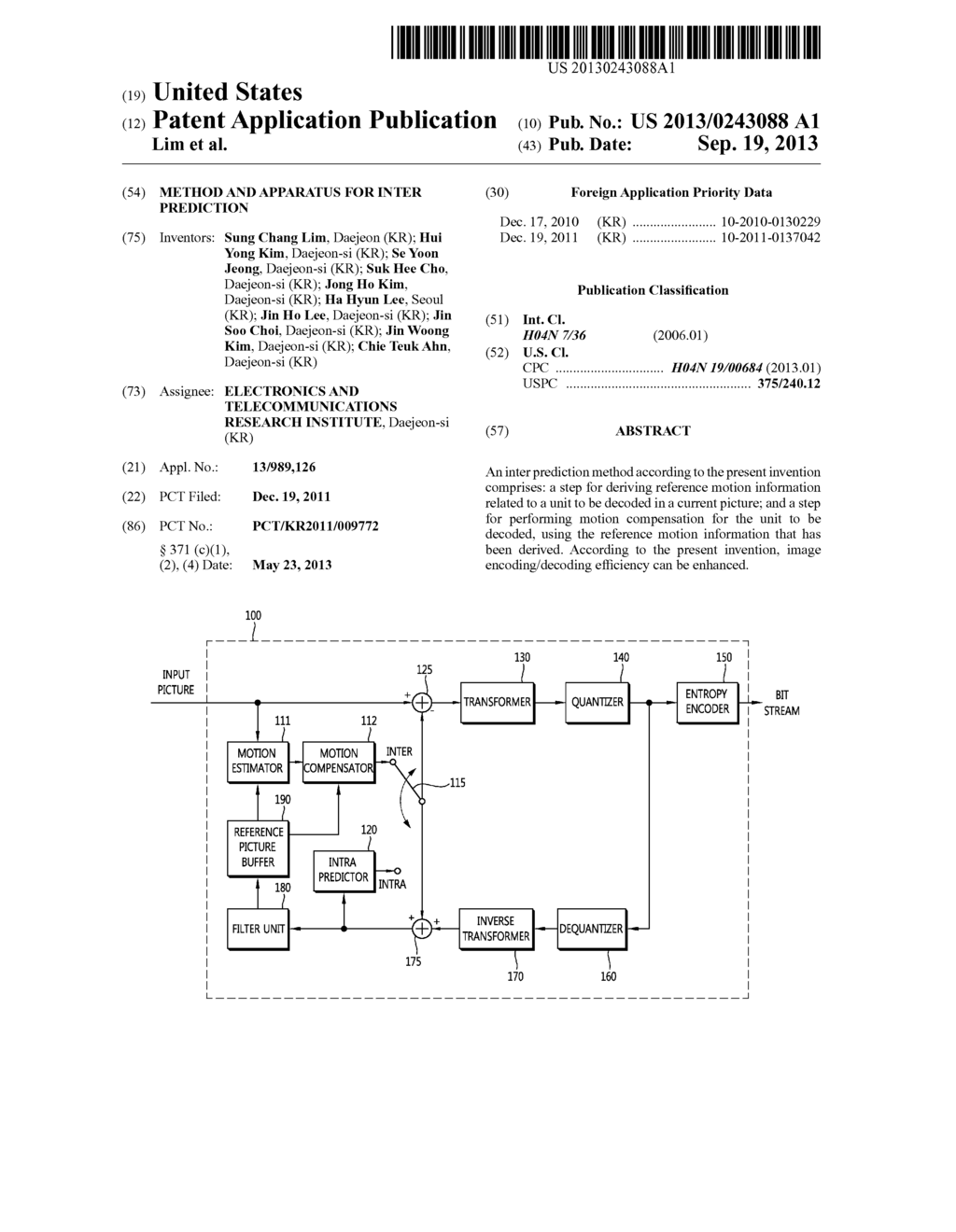 METHOD AND APPARATUS FOR INTER PREDICTION - diagram, schematic, and image 01