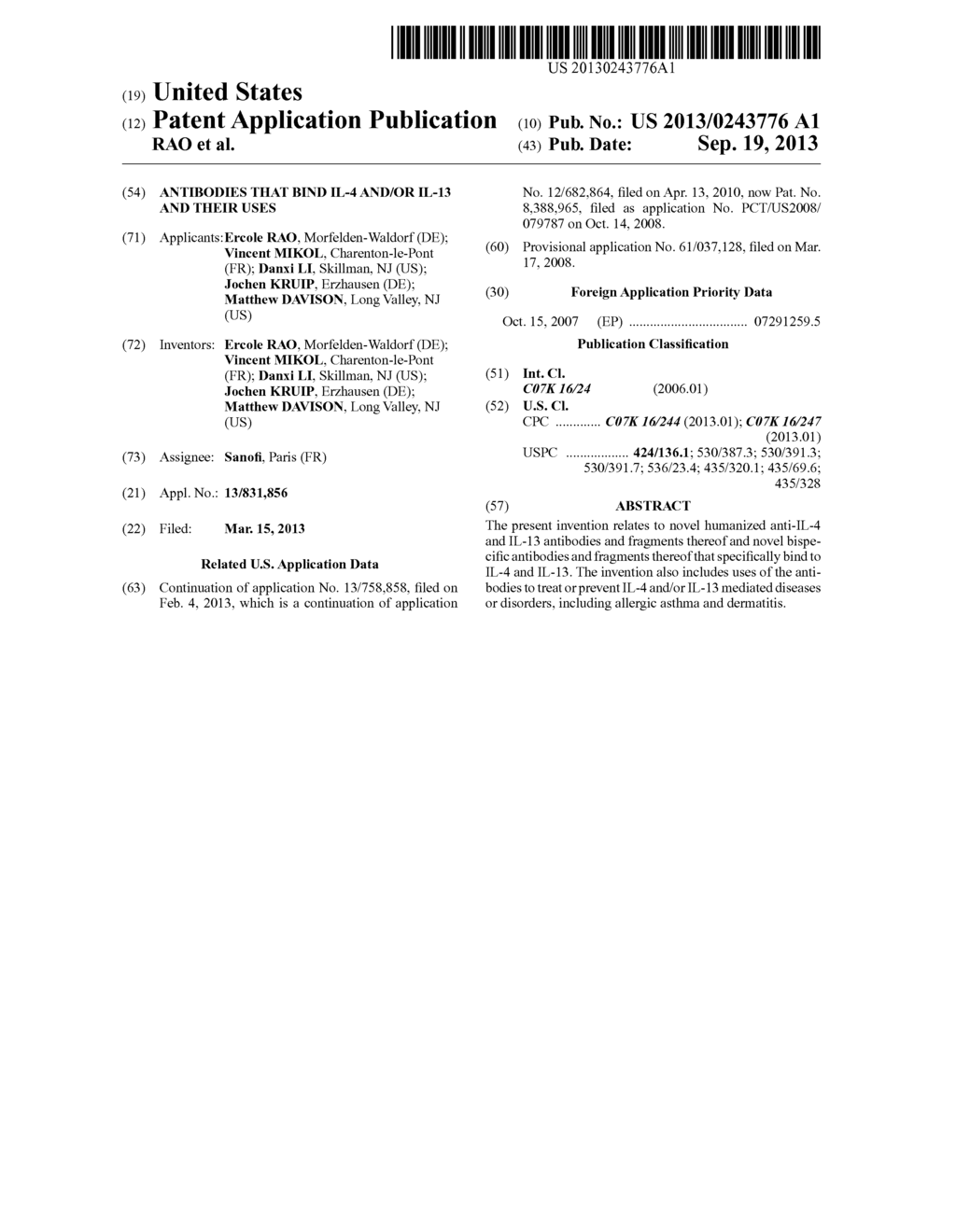 ANTIBODIES THAT BIND IL-4 AND/OR IL-13 AND THEIR USES - diagram, schematic, and image 01