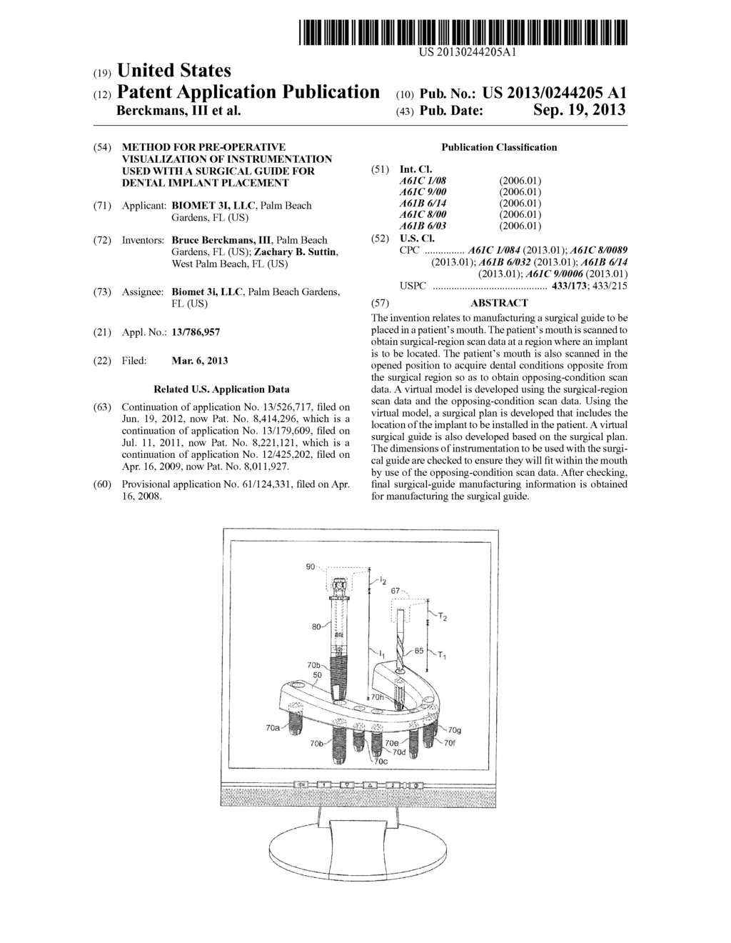 Method For Pre-Operative Visualization Of Instrumentation Used With A     Surgical Guide For Dental Implant Placement - diagram, schematic, and image 01