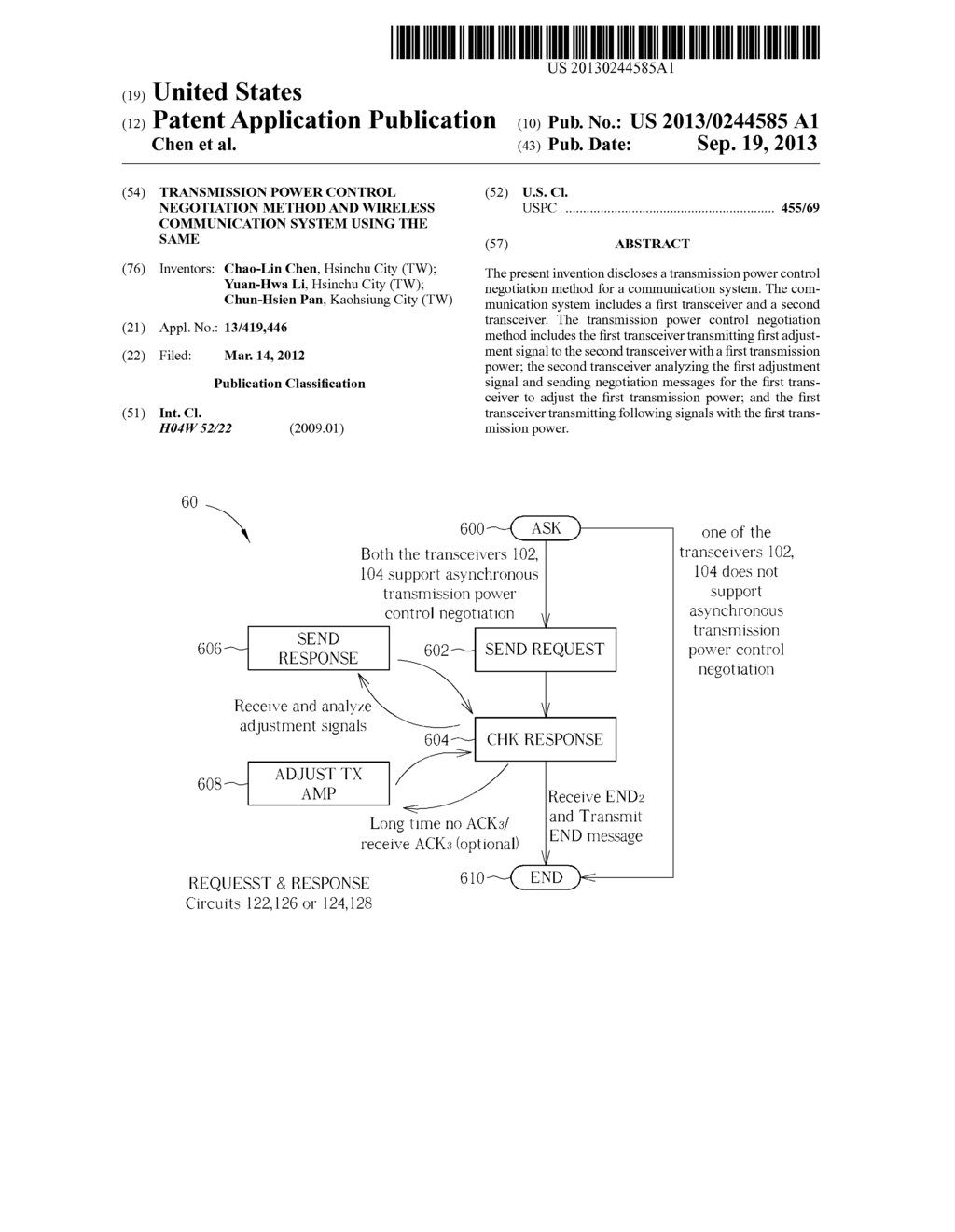 Transmission Power Control Negotiation Method and Wireless Communication     System Using the Same - diagram, schematic, and image 01