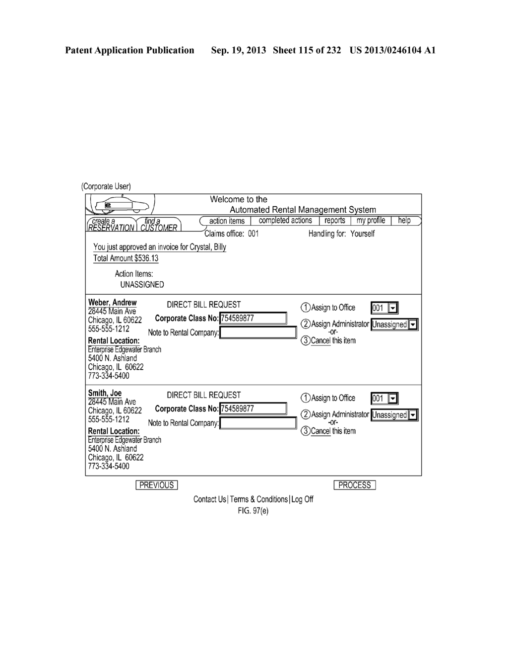 Extended Web Enabled Multi-Featured Business To Business Computer System     For Rental Vehicle Services - diagram, schematic, and image 116