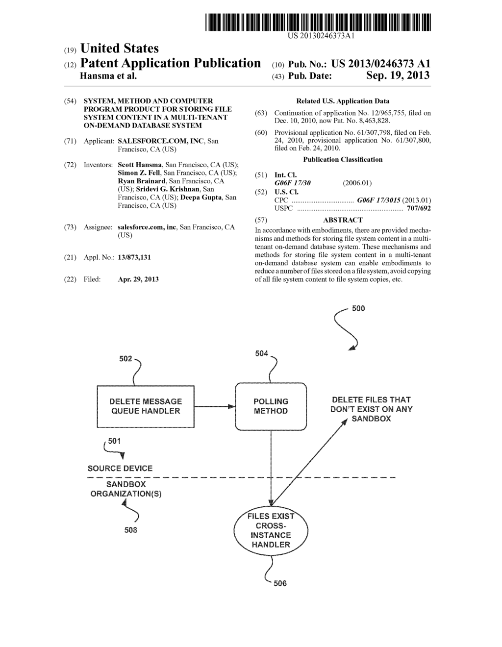 SYSTEM, METHOD AND COMPUTER PROGRAM PRODUCT FOR STORING FILE SYSTEM     CONTENT IN A MULTI-TENANT ON-DEMAND DATABASE SYSTEM - diagram, schematic, and image 01