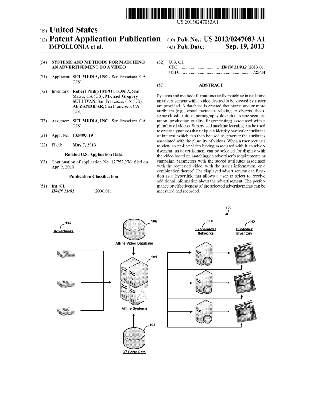 SYSTEMS AND METHODS FOR MATCHING AN ADVERTISEMENT TO A VIDEO - diagram, schematic, and image 01