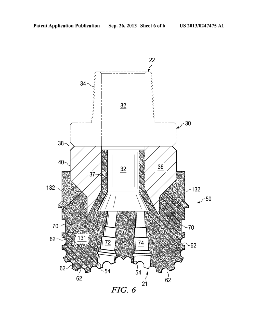 MATRIX DRILL BIT WITH DUAL SURFACE COMPOSITIONS AND METHODS OF MANUFACTURE - diagram, schematic, and image 07