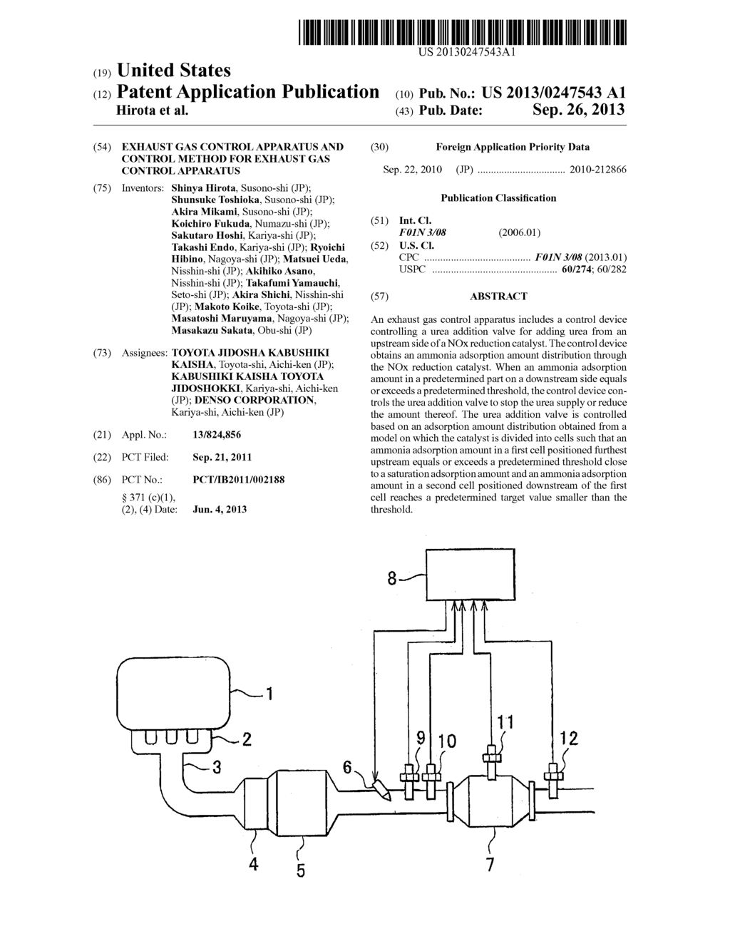 EXHAUST GAS CONTROL APPARATUS AND CONTROL METHOD FOR EXHAUST GAS CONTROL     APPARATUS - diagram, schematic, and image 01