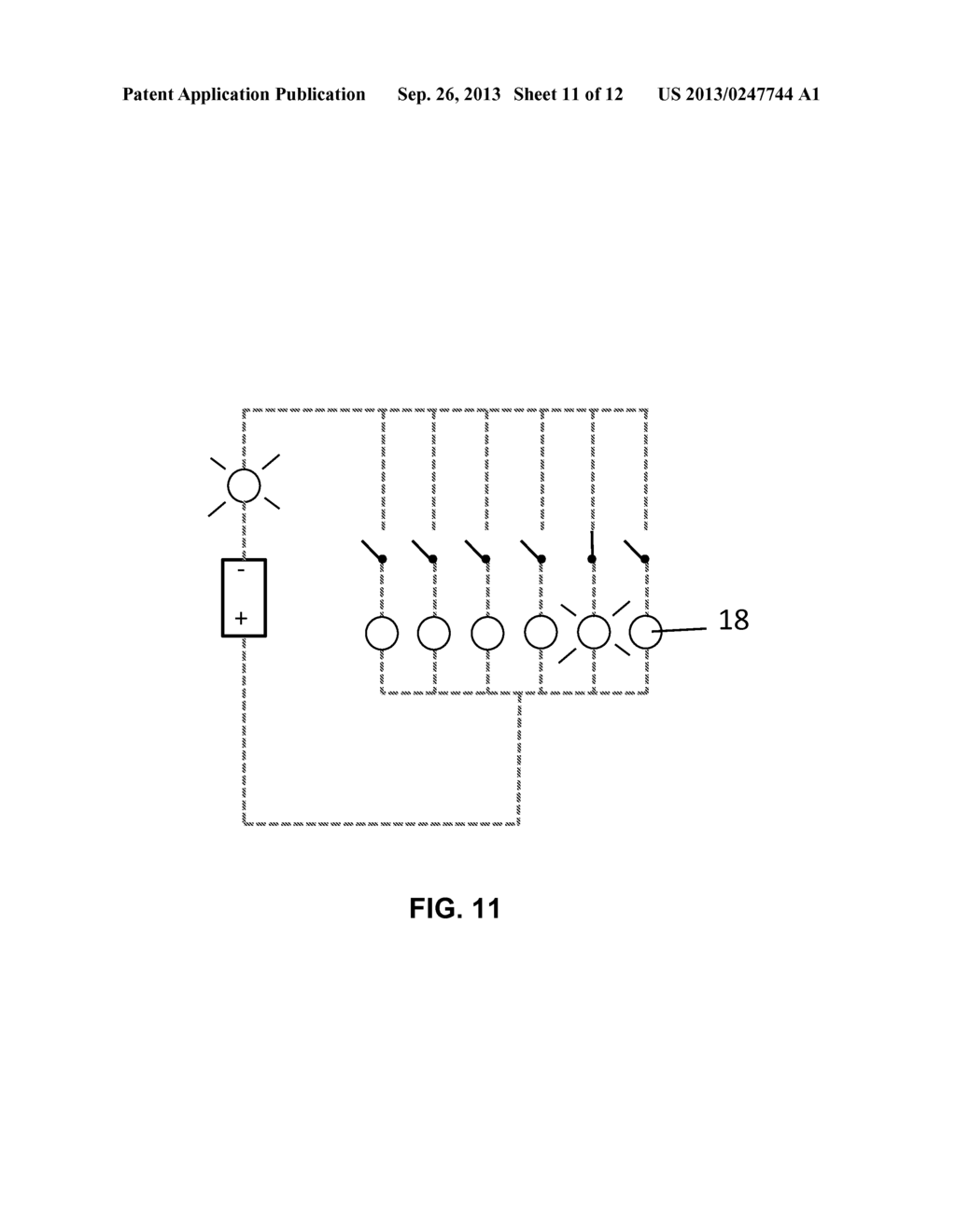 Stringed musical instrument with string activated light emitting members - diagram, schematic, and image 12