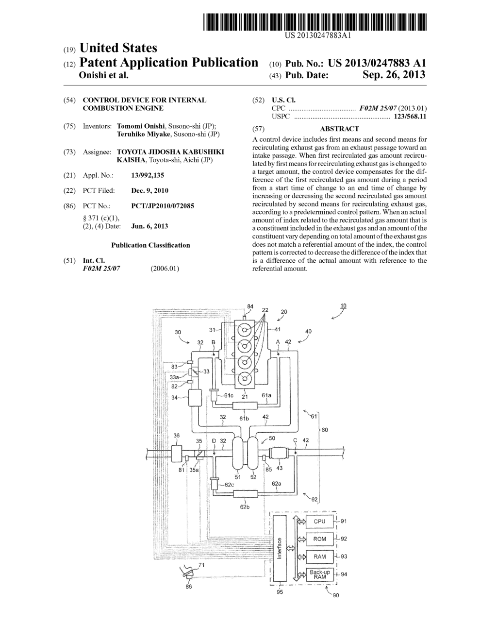 CONTROL DEVICE FOR INTERNAL COMBUSTION ENGINE - diagram, schematic, and image 01