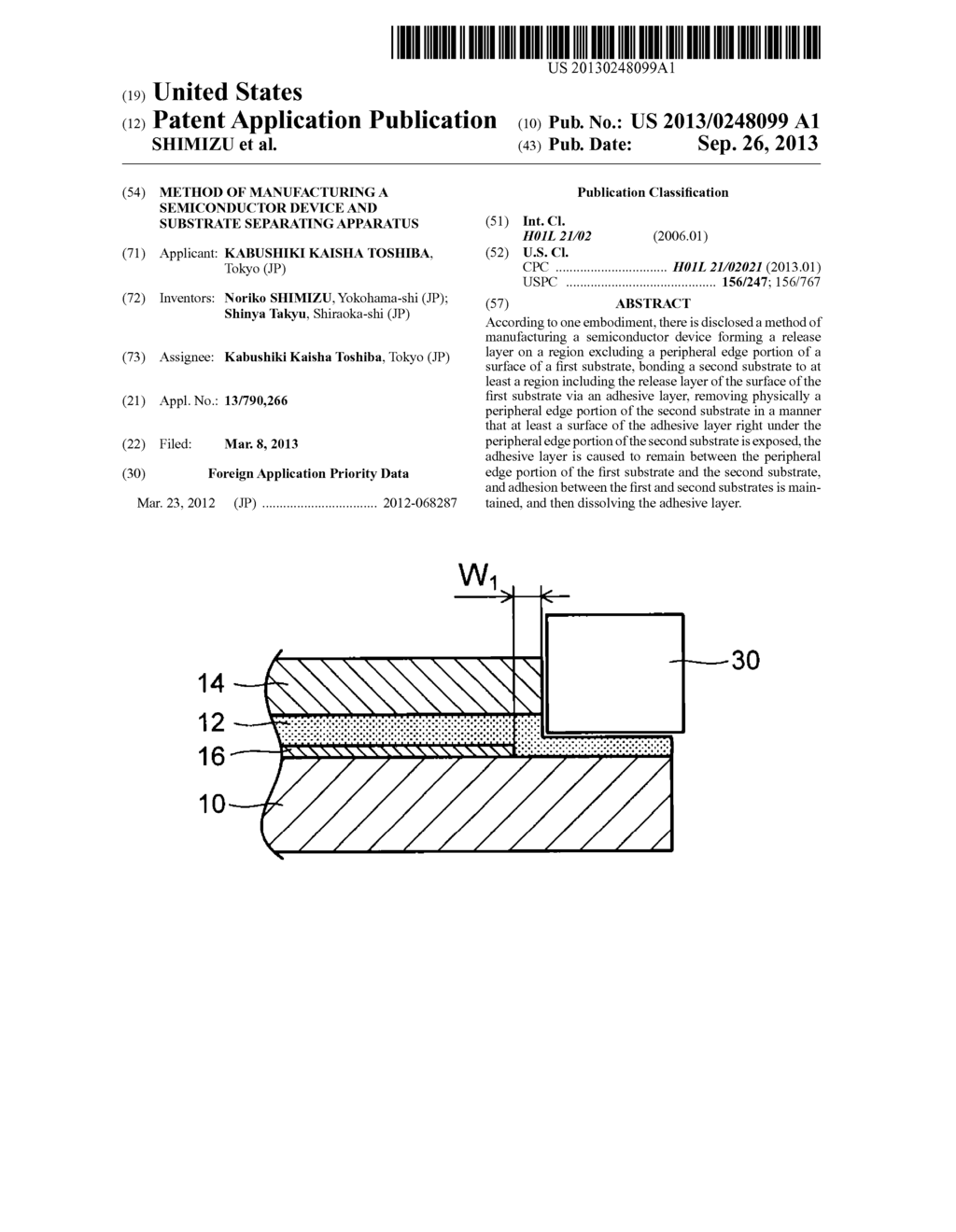 METHOD OF MANUFACTURING A SEMICONDUCTOR DEVICE AND SUBSTRATE SEPARATING     APPARATUS - diagram, schematic, and image 01