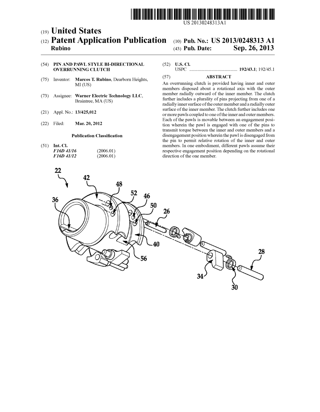 PIN AND PAWL STYLE BI-DIRECTIONAL OVERRUNNING CLUTCH - diagram, schematic, and image 01