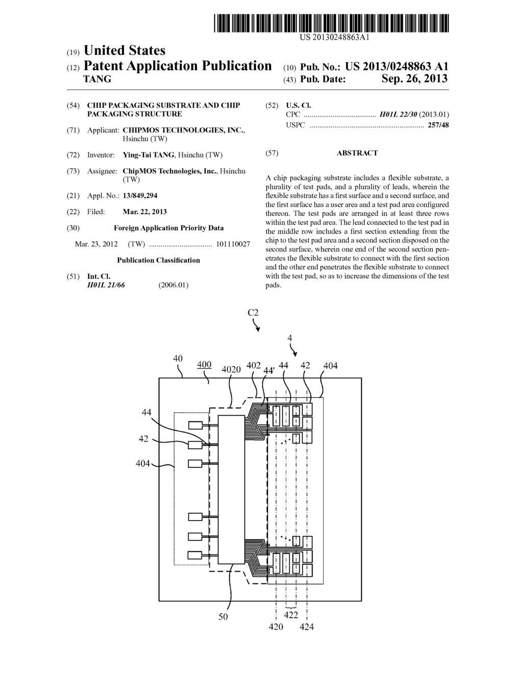 CHIP PACKAGING SUBSTRATE AND CHIP PACKAGING STRUCTURE - diagram, schematic, and image 01