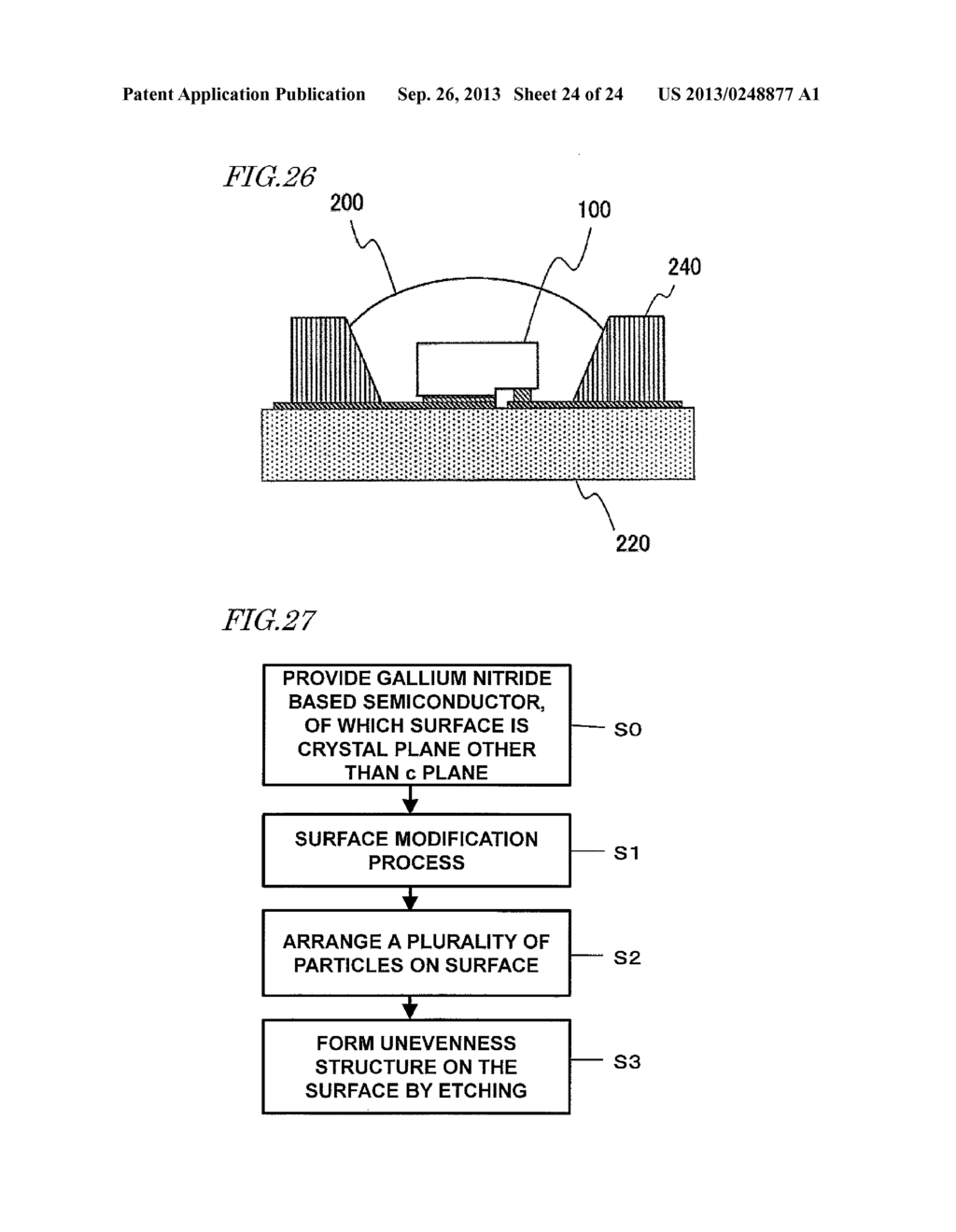 GALLIUM NITRIDE BASED SEMICONDUCTOR LIGHT-EMITTING ELEMENT, LIGHT SOURCE,     AND METHOD FOR FORMING UNEVENNESS STRUCTURE - diagram, schematic, and image 25