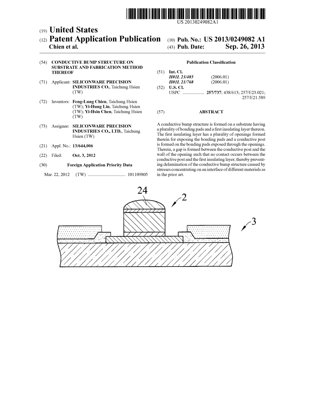 CONDUCTIVE BUMP STRUCTURE ON SUBSTRATE AND FABRICATION METHOD THEREOF - diagram, schematic, and image 01