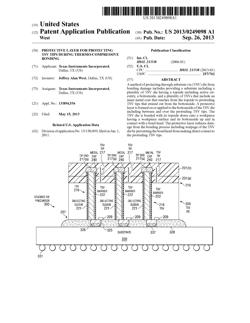 PROTECTIVE LAYER FOR PROTECTING TSV TIPS DURING THERMO-COMPRESSIVE BONDING - diagram, schematic, and image 01