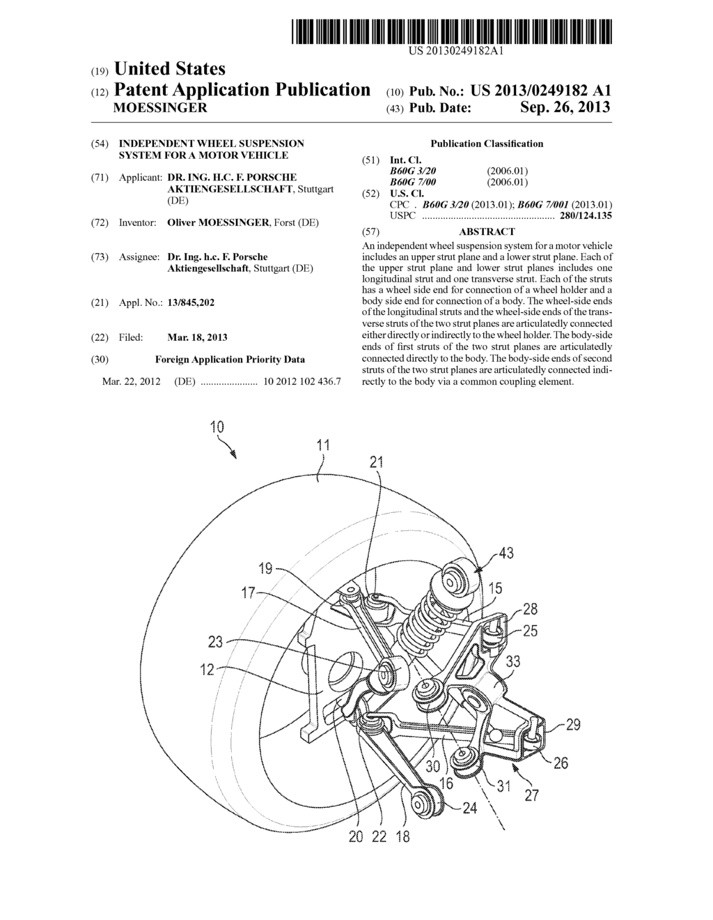 INDEPENDENT WHEEL SUSPENSION SYSTEM FOR A MOTOR VEHICLE - diagram, schematic, and image 01