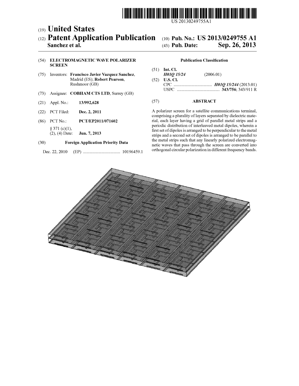 ELECTROMAGNETIC WAVE POLARIZER SCREEN - diagram, schematic, and image 01