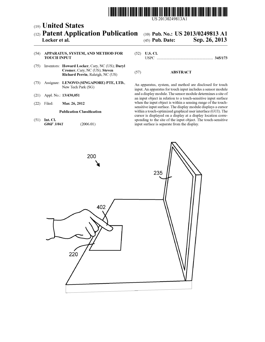 APPARATUS, SYSTEM, AND METHOD FOR TOUCH INPUT - diagram, schematic, and image 01