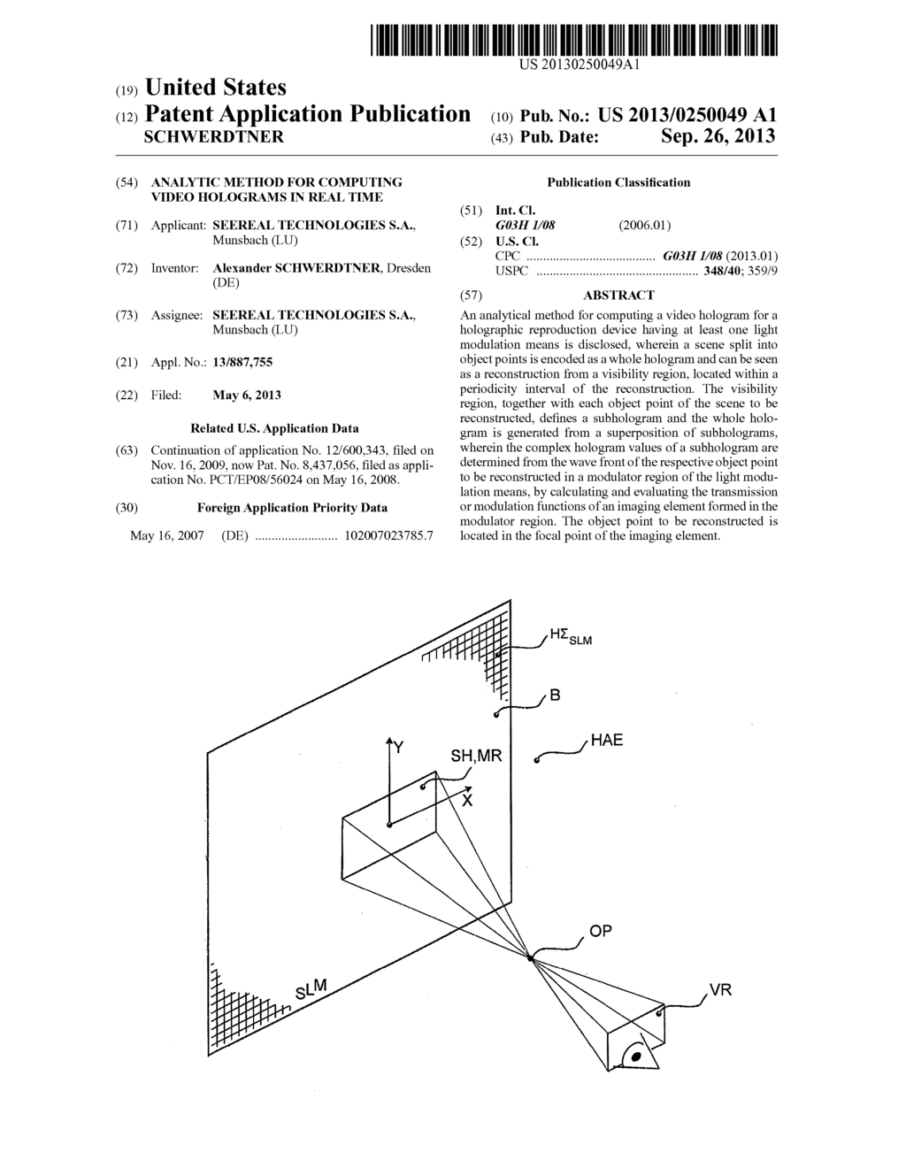 ANALYTIC METHOD FOR COMPUTING VIDEO HOLOGRAMS IN REAL TIME - diagram, schematic, and image 01