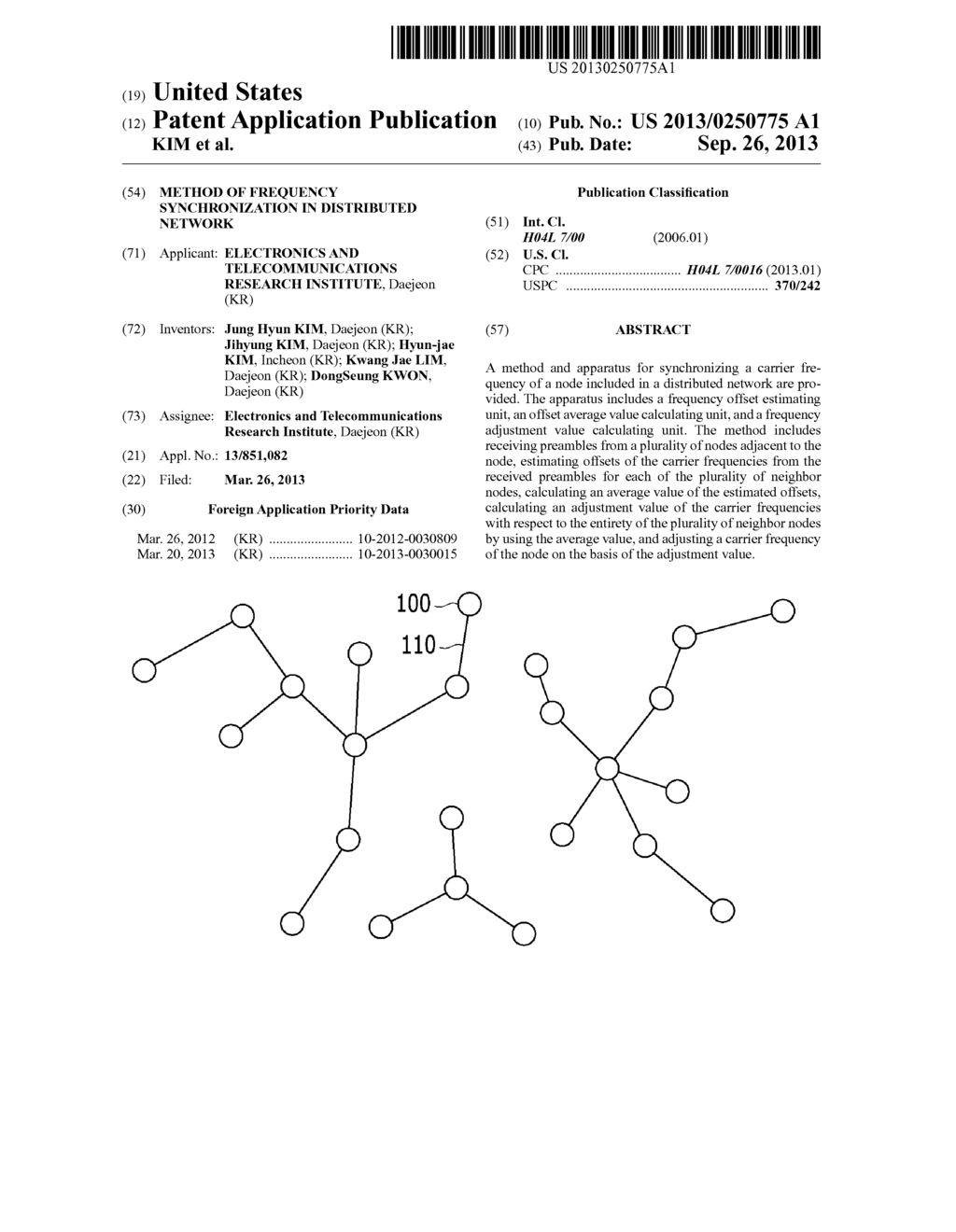 METHOD OF FREQUENCY SYNCHRONIZATION IN DISTRIBUTED NETWORK - diagram, schematic, and image 01