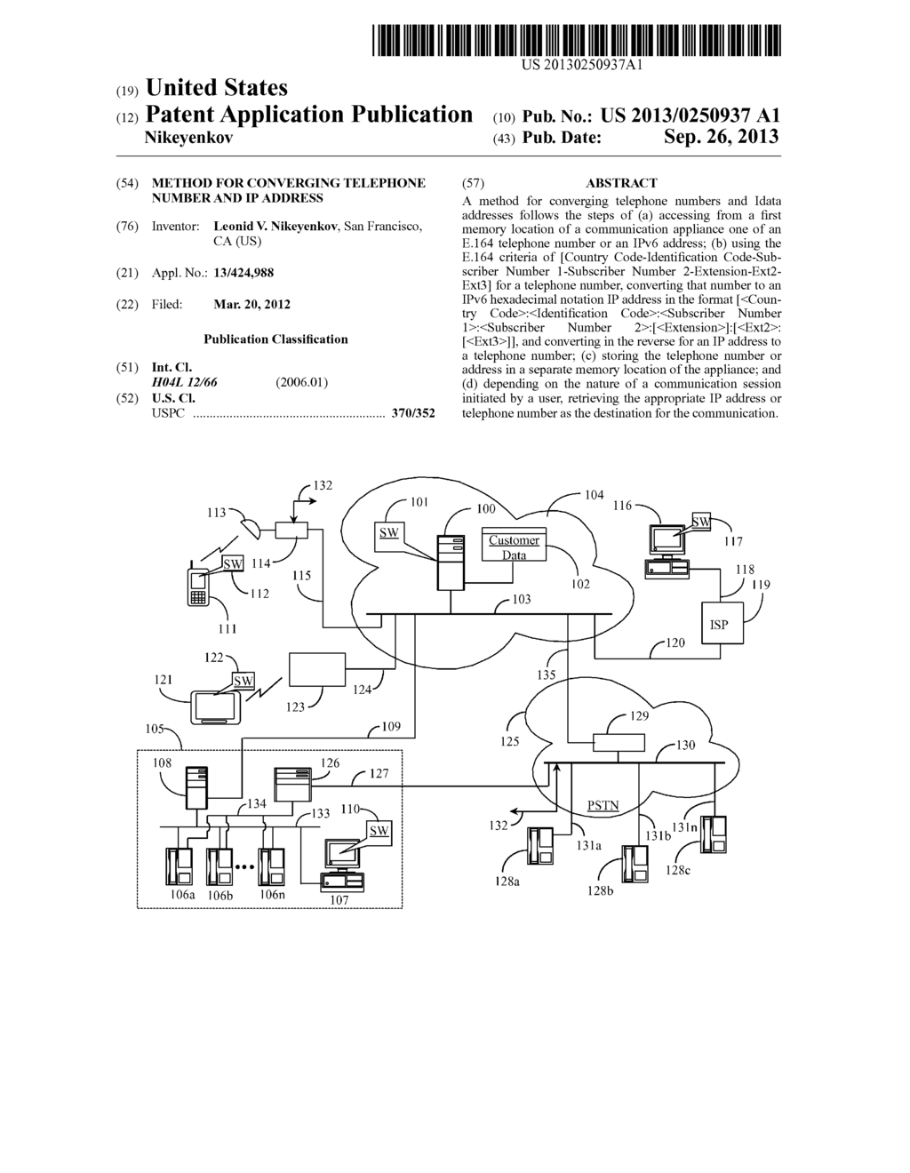 Method for Converging Telephone Number and IP Address - diagram, schematic, and image 01