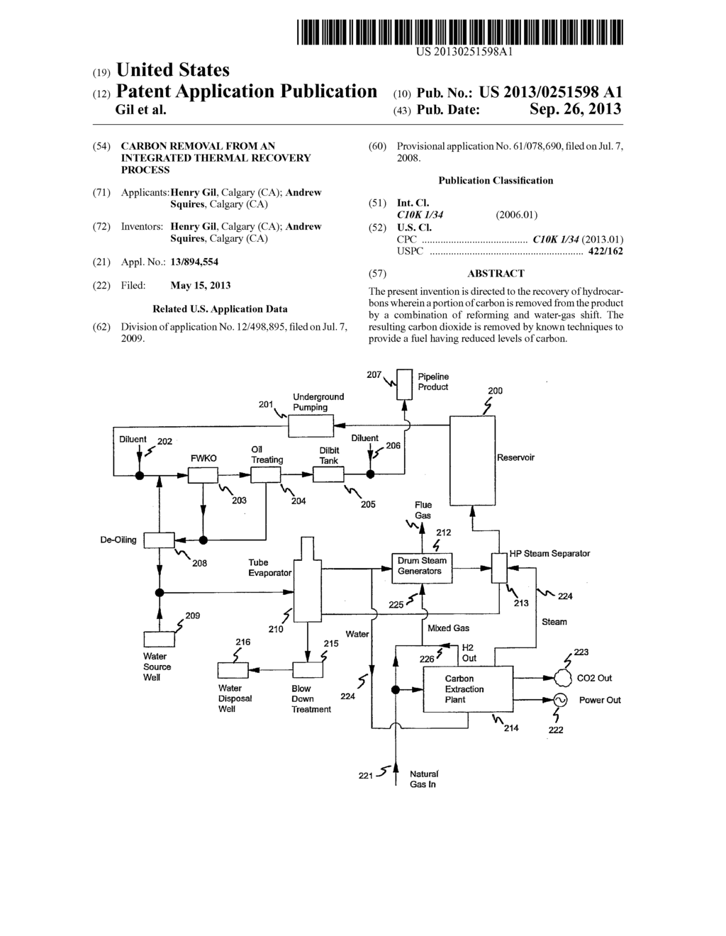 CARBON REMOVAL FROM AN INTEGRATED THERMAL RECOVERY PROCESS - diagram, schematic, and image 01