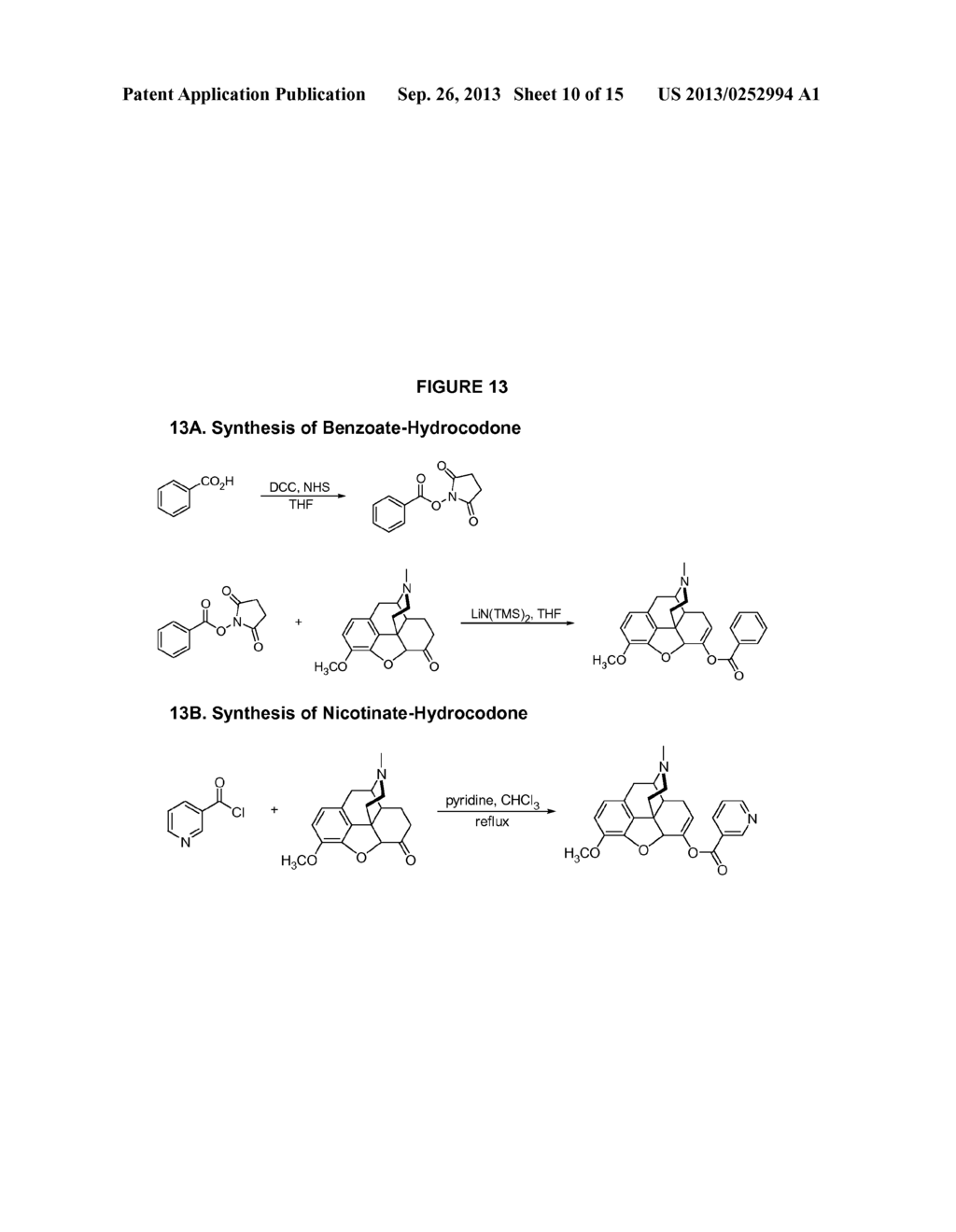 Benzoic Acid, Benzoic Acid Derivatives and Heteroaryl Carboxylic Acid     Conjugates of Hydrocodone, Prodrugs, Methods of Making and Use Thereof - diagram, schematic, and image 11