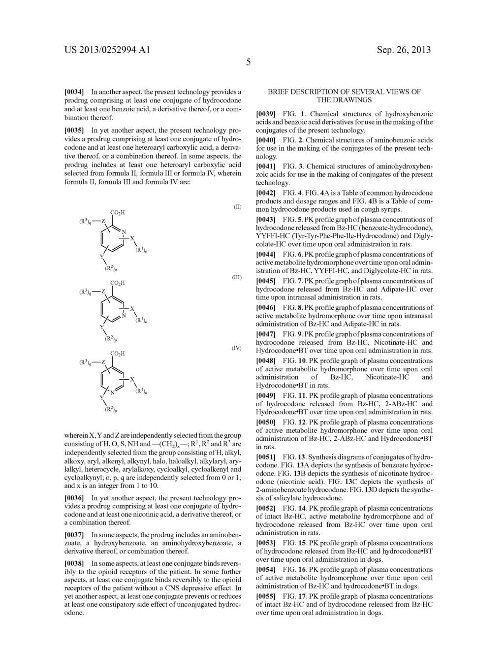 Benzoic Acid, Benzoic Acid Derivatives and Heteroaryl Carboxylic Acid     Conjugates of Hydrocodone, Prodrugs, Methods of Making and Use Thereof - diagram, schematic, and image 21