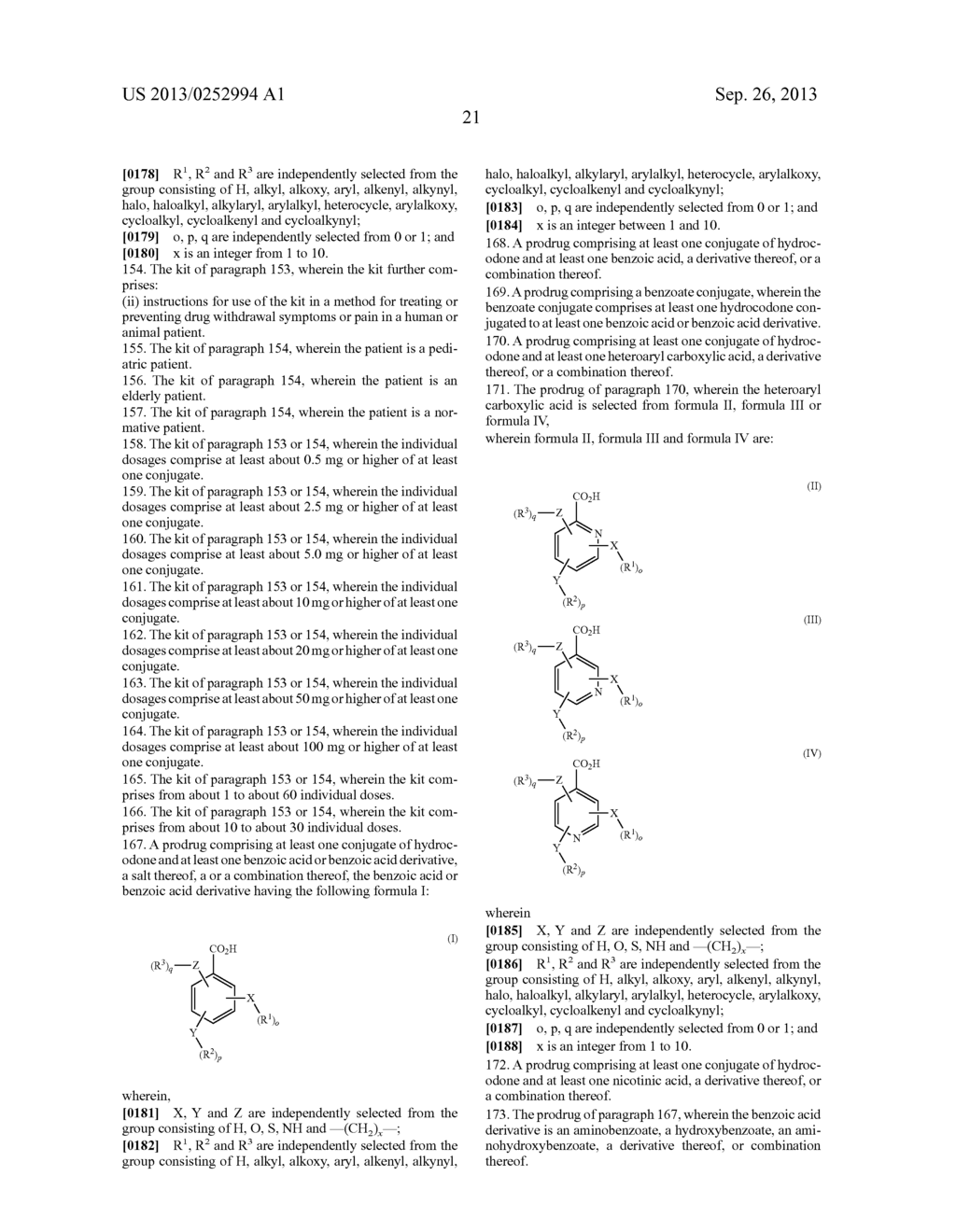 Benzoic Acid, Benzoic Acid Derivatives and Heteroaryl Carboxylic Acid     Conjugates of Hydrocodone, Prodrugs, Methods of Making and Use Thereof - diagram, schematic, and image 37