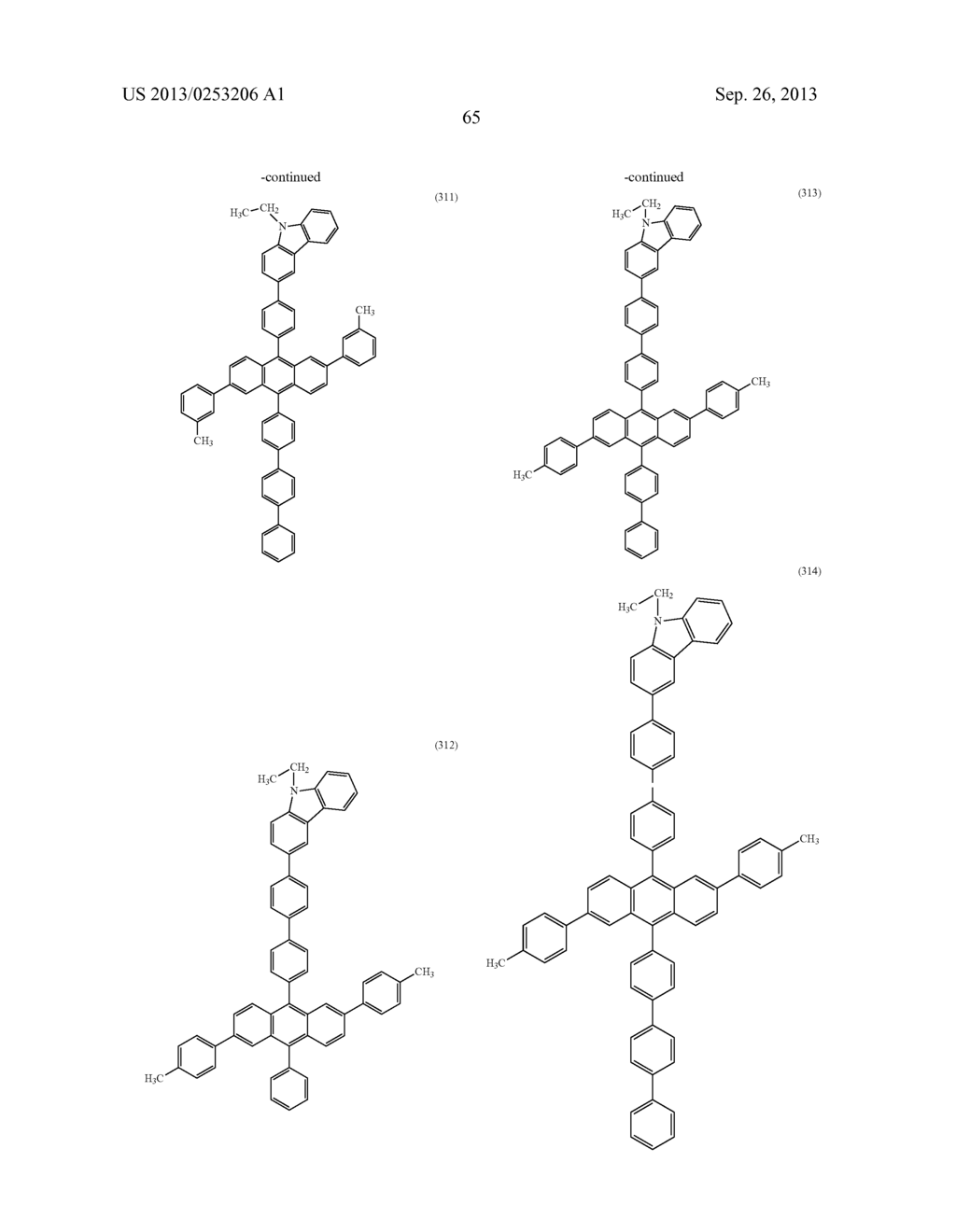 ANTHRACENE DERIVATIVE, AND LIGHT-EMITTING MATERIAL, LIGHT-EMITTING     ELEMENT, LIGHT-EMITTING DEVICE, AND ELECTRONIC DEVICE USING THE SAME - diagram, schematic, and image 102