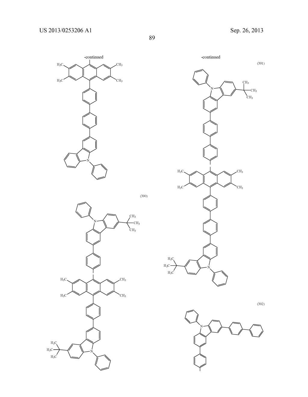 ANTHRACENE DERIVATIVE, AND LIGHT-EMITTING MATERIAL, LIGHT-EMITTING     ELEMENT, LIGHT-EMITTING DEVICE, AND ELECTRONIC DEVICE USING THE SAME - diagram, schematic, and image 126