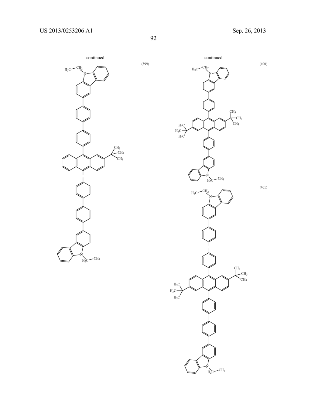 ANTHRACENE DERIVATIVE, AND LIGHT-EMITTING MATERIAL, LIGHT-EMITTING     ELEMENT, LIGHT-EMITTING DEVICE, AND ELECTRONIC DEVICE USING THE SAME - diagram, schematic, and image 129