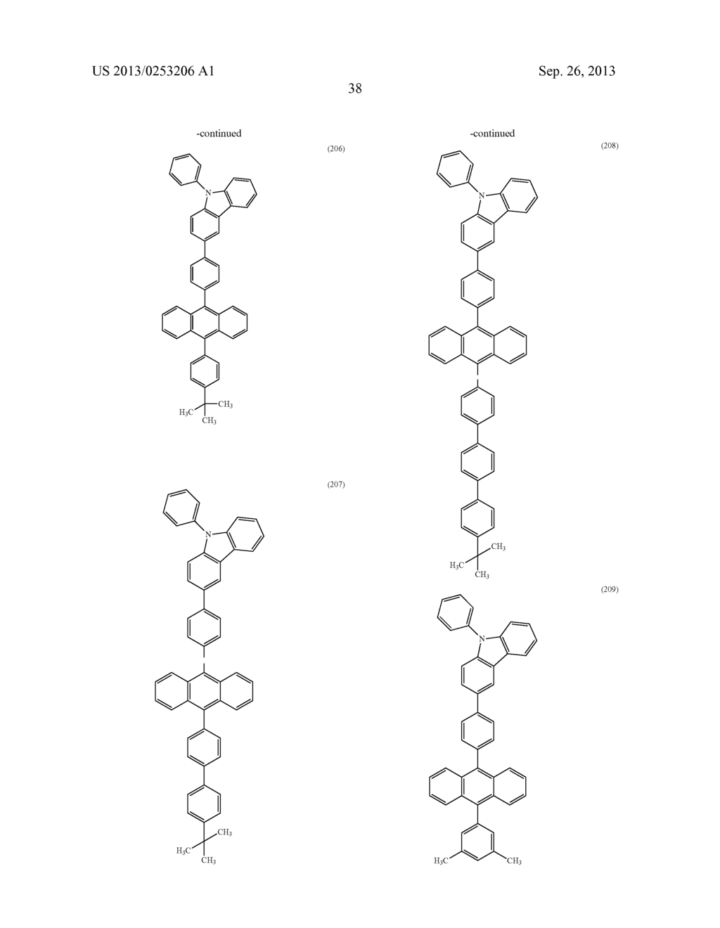 ANTHRACENE DERIVATIVE, AND LIGHT-EMITTING MATERIAL, LIGHT-EMITTING     ELEMENT, LIGHT-EMITTING DEVICE, AND ELECTRONIC DEVICE USING THE SAME - diagram, schematic, and image 75