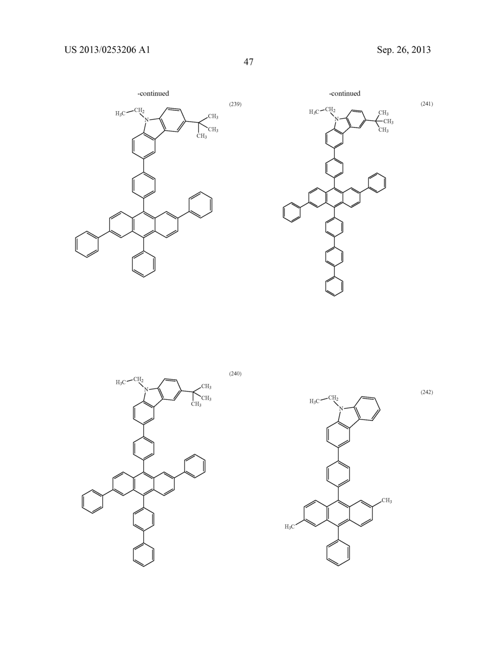 ANTHRACENE DERIVATIVE, AND LIGHT-EMITTING MATERIAL, LIGHT-EMITTING     ELEMENT, LIGHT-EMITTING DEVICE, AND ELECTRONIC DEVICE USING THE SAME - diagram, schematic, and image 84