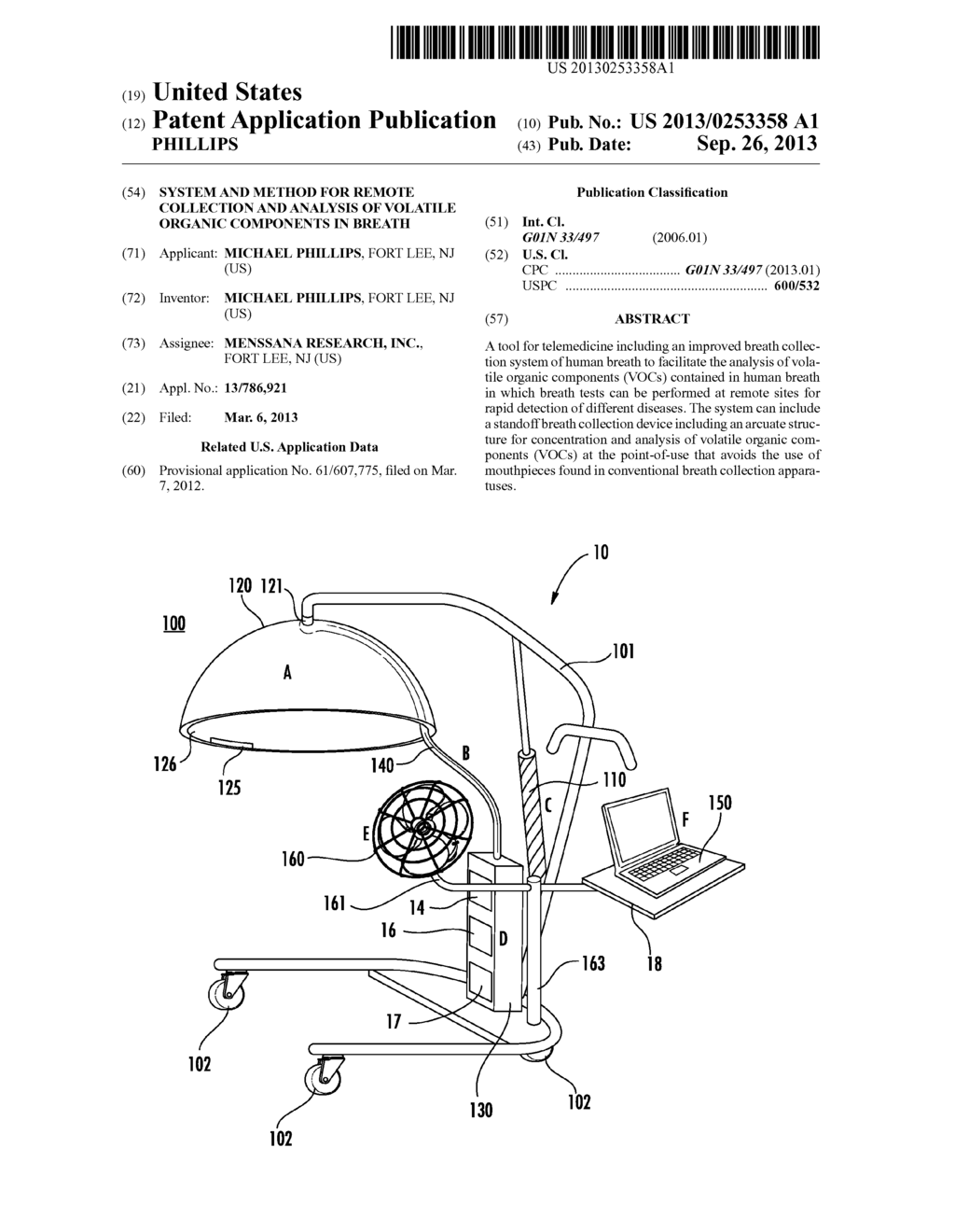 SYSTEM AND METHOD FOR REMOTE COLLECTION AND ANALYSIS OF VOLATILE ORGANIC     COMPONENTS IN BREATH - diagram, schematic, and image 01