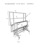 Mobile Folding Choral Riser with High-Speed Cylinder Lift-Assist Mechanism     and Partially Independent Back Railing Linkage diagram and image