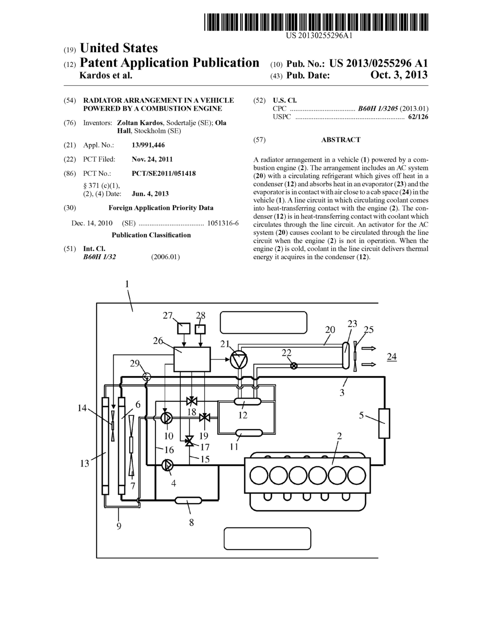 RADIATOR ARRANGEMENT IN A VEHICLE POWERED BY A COMBUSTION ENGINE - diagram, schematic, and image 01