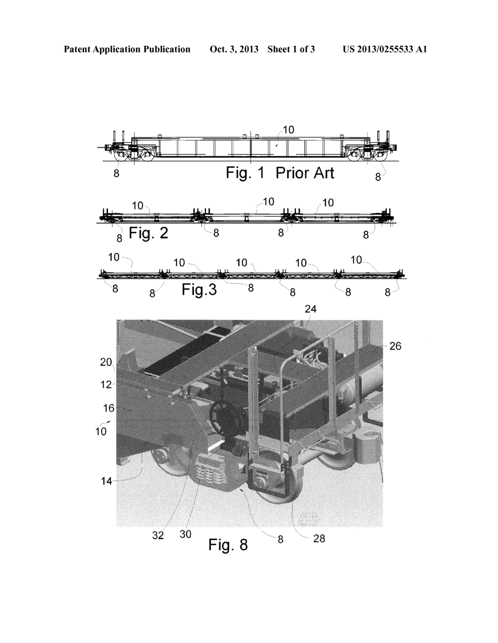 MULTI-UNIT INTERMODAL RAILROAD WELL CAR WITH SAFETY PLATFORM AND HANDBRAKE - diagram, schematic, and image 02