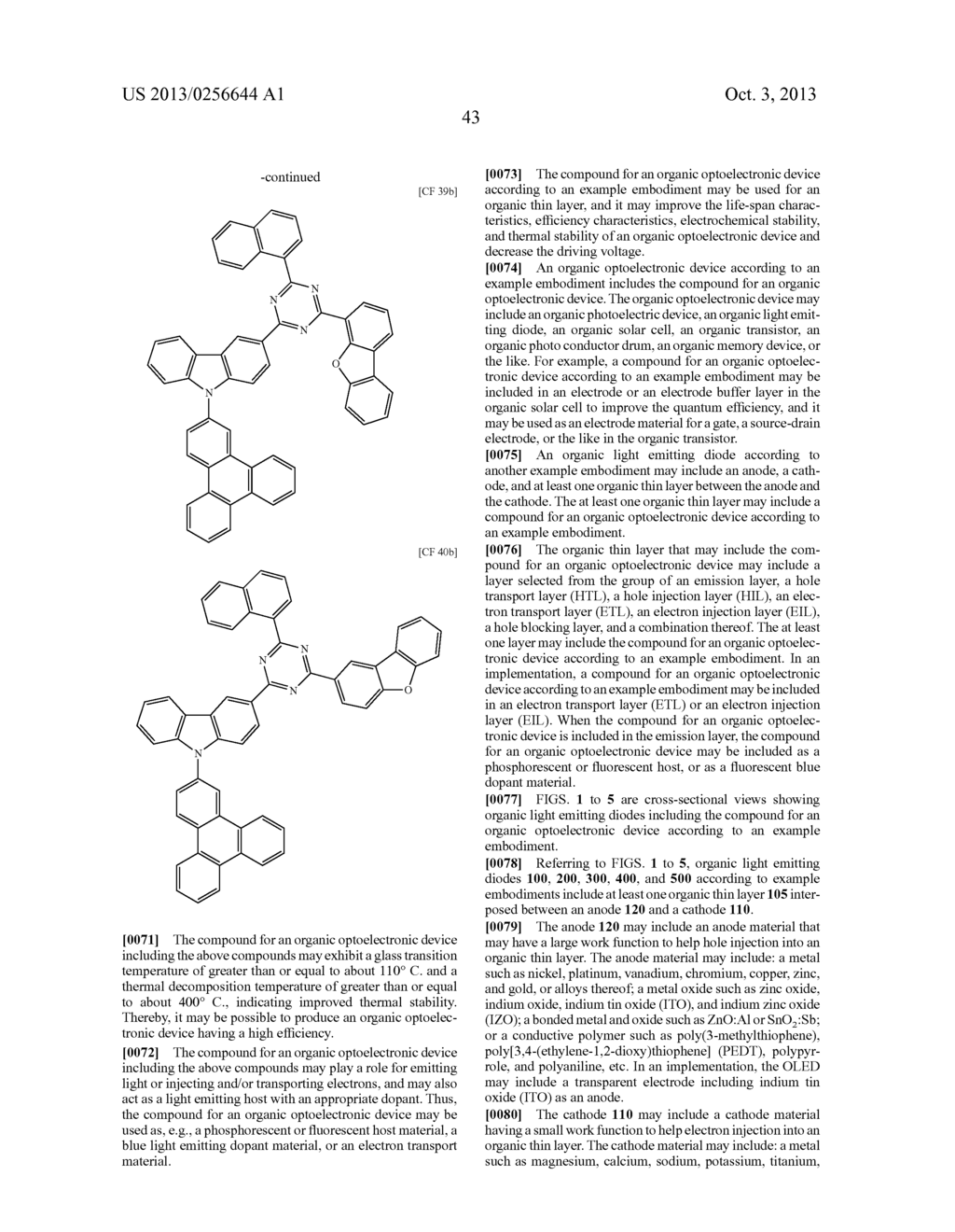 COMPOUND FOR ORGANIC OPTOELECTRONIC DEVICE, ORGANIC LIGHT EMITTING DIODE     INCLUDING THE SAME AND DISPLAY INCLUDING THE ORGANIC LIGHT EMITTING DIODE - diagram, schematic, and image 47