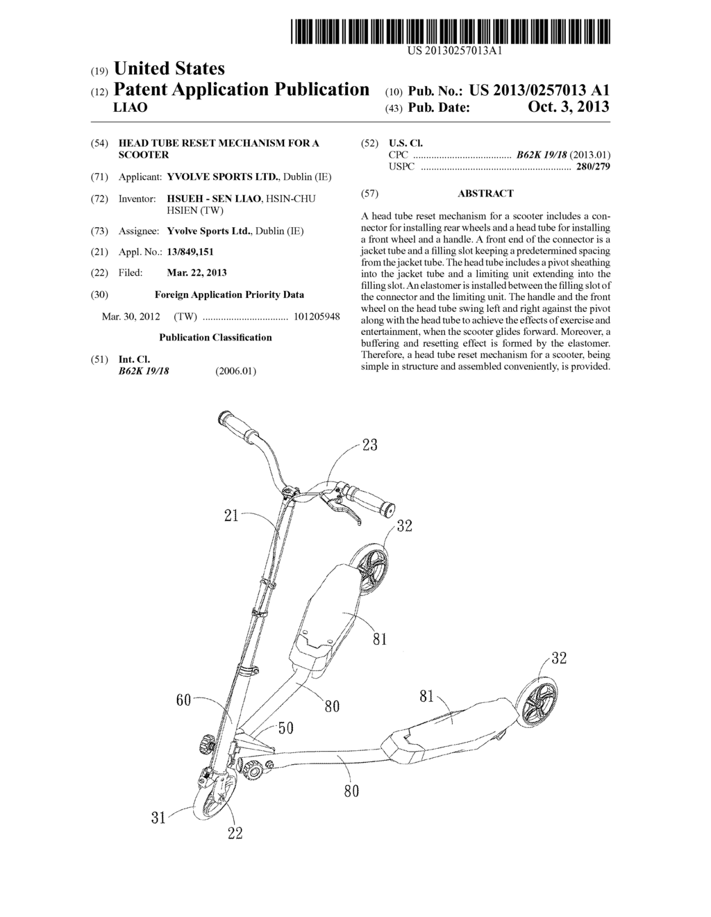 HEAD TUBE RESET MECHANISM FOR A SCOOTER - diagram, schematic, and image 01