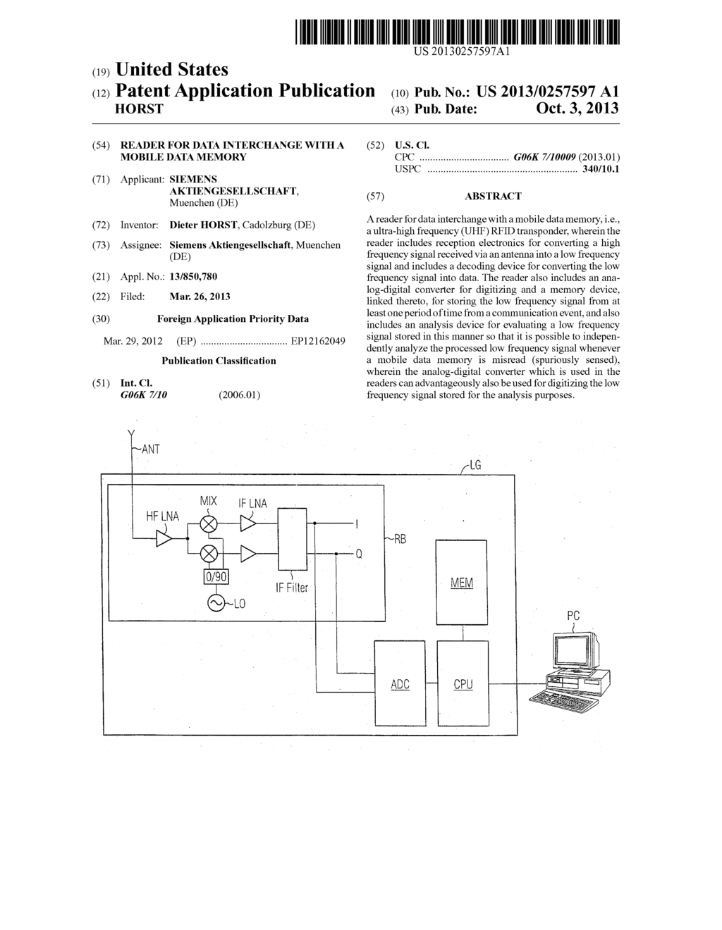 Reader for Data Interchange with a Mobile Data Memory - diagram, schematic, and image 01