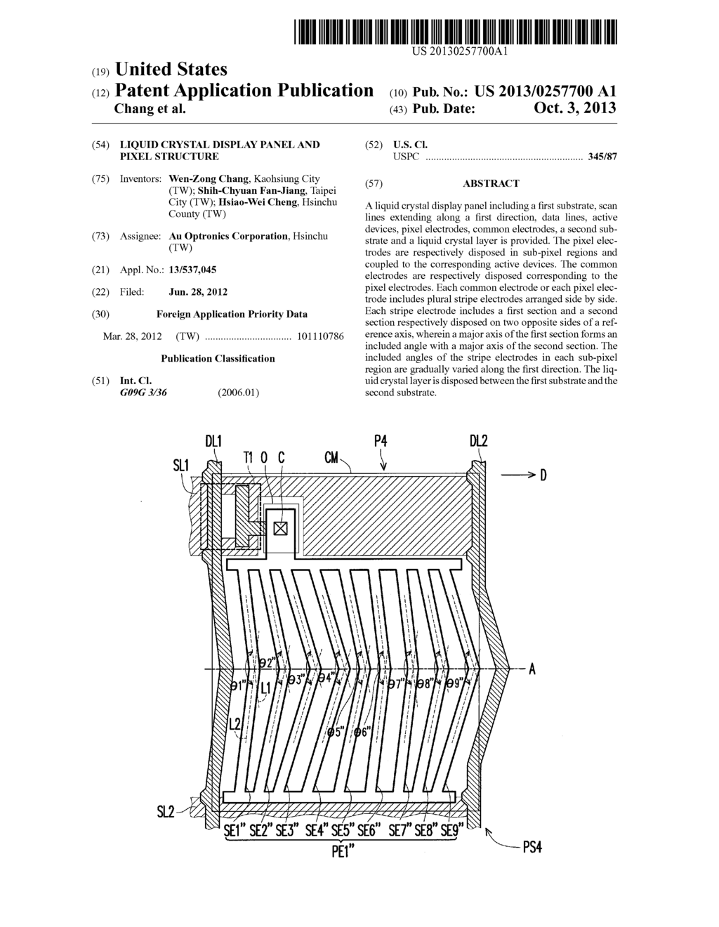 LIQUID CRYSTAL DISPLAY PANEL AND PIXEL STRUCTURE - diagram, schematic, and image 01